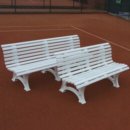 Tegra Tennisplatzsitzbank mit geschwungener Lehne, weiß, 2m